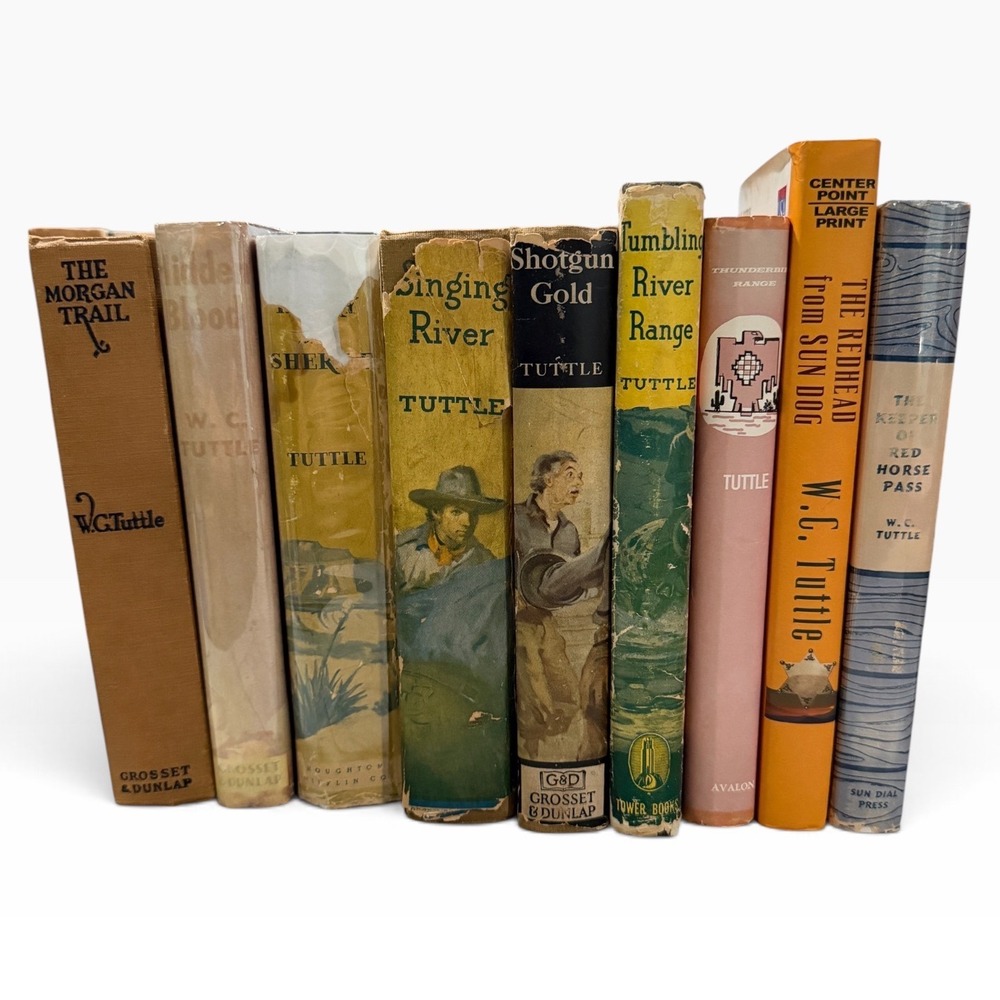 Vintage W.C. Tuttle Western Novel Book Lot Hardcover Dust Jackets 9 Volumes